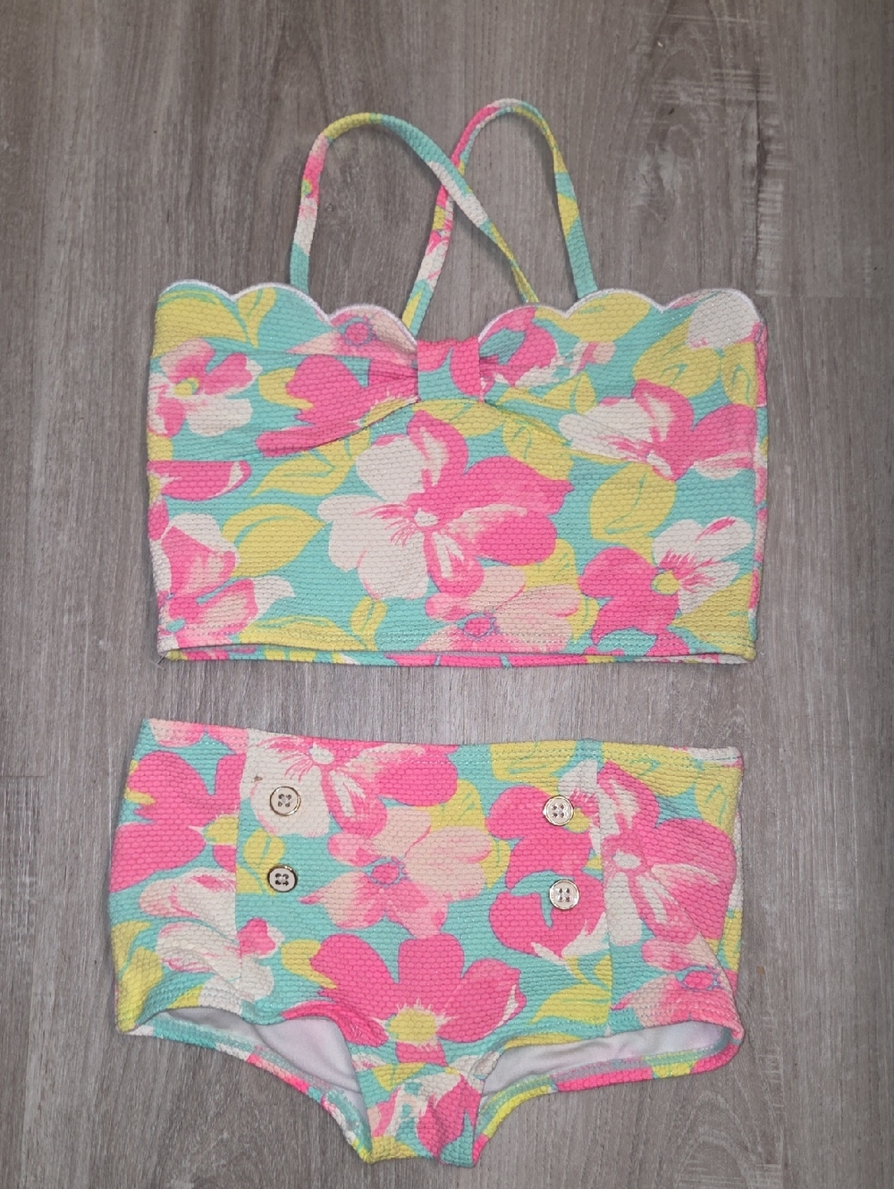 Janie and Jack Pastel Floral Scalloped Bikini Set
